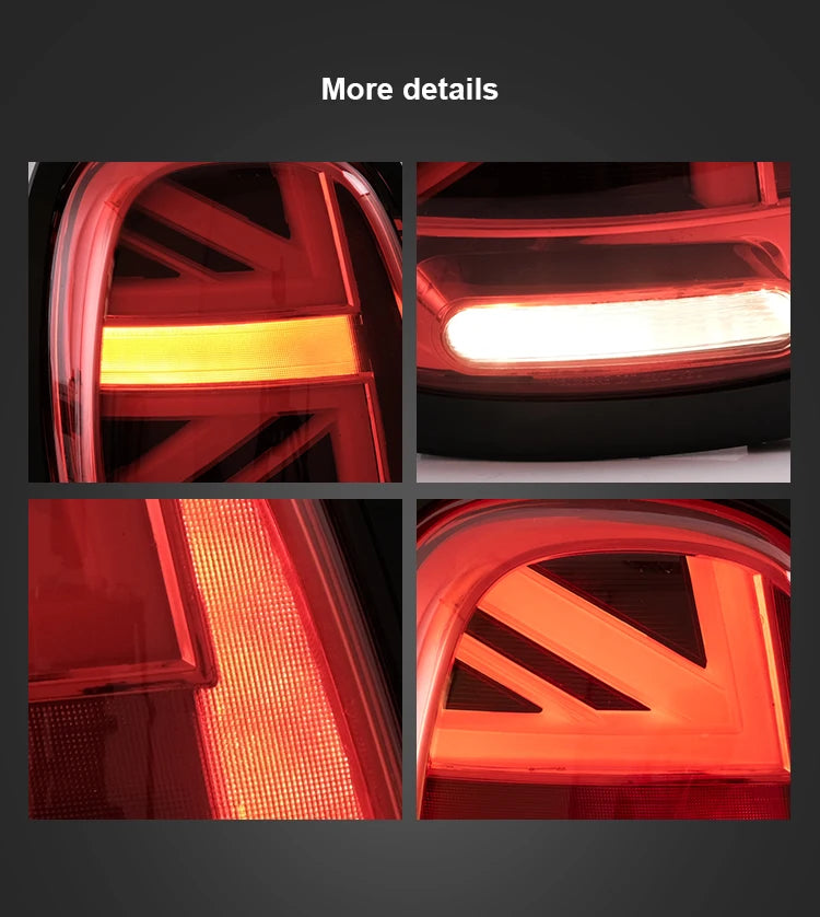Pair LED Tail Lights for 2014-2019 Mini Cooper F55 F56 F57 UNION JACK LCI RED Lens Rear Tail Lamp with Animation