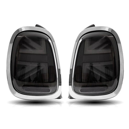 Pair LED Tail Lights for 2014-2019 Mini Cooper F55 F56 F57 UNION JACK LCI RED Lens Rear Tail Lamp with Animation