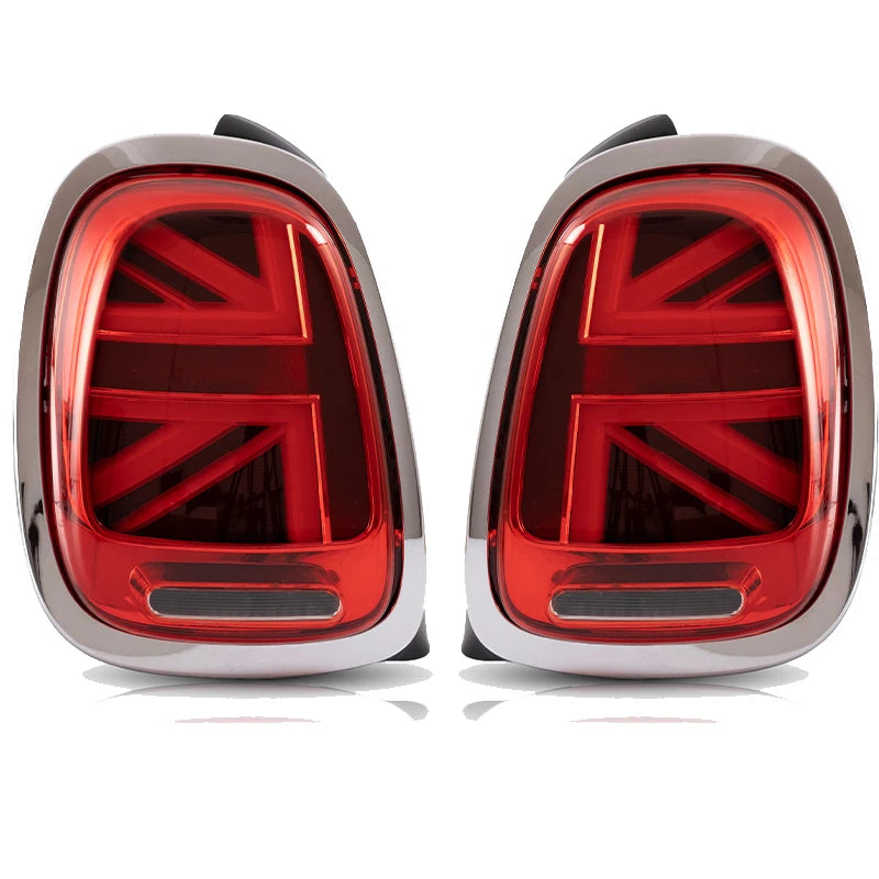 Pair LED Tail Lights for 2014-2019 Mini Cooper F55 F56 F57 UNION JACK LCI RED Lens Rear Tail Lamp with Animation