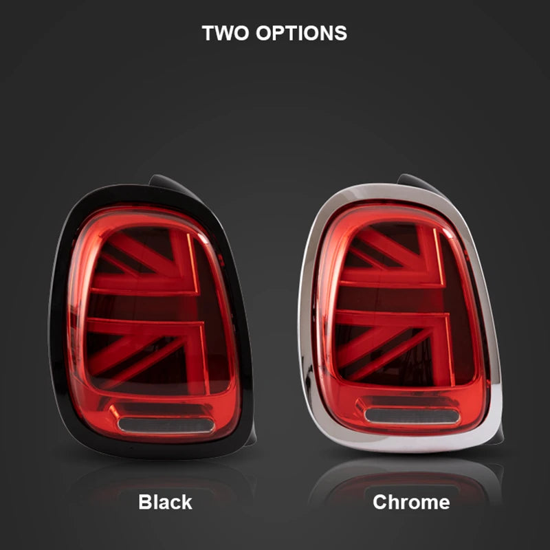 Pair LED Tail Lights for 2014-2019 Mini Cooper F55 F56 F57 UNION JACK LCI RED Lens Rear Tail Lamp with Animation