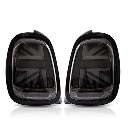 Pair LED Tail Lights for 2014-2019 Mini Cooper F55 F56 F57 UNION JACK LCI RED Lens Rear Tail Lamp with Animation