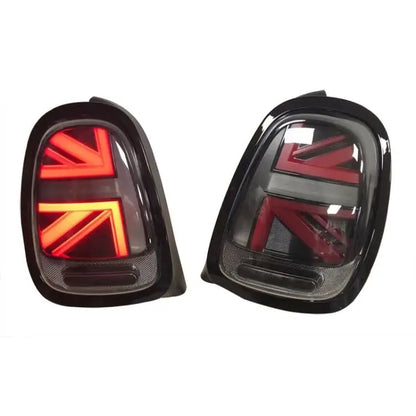Pair LED Tail Lights for 2014-2019 Mini Cooper F55 F56 F57 UNION JACK LCI RED Lens Rear Tail Lamp with Animation